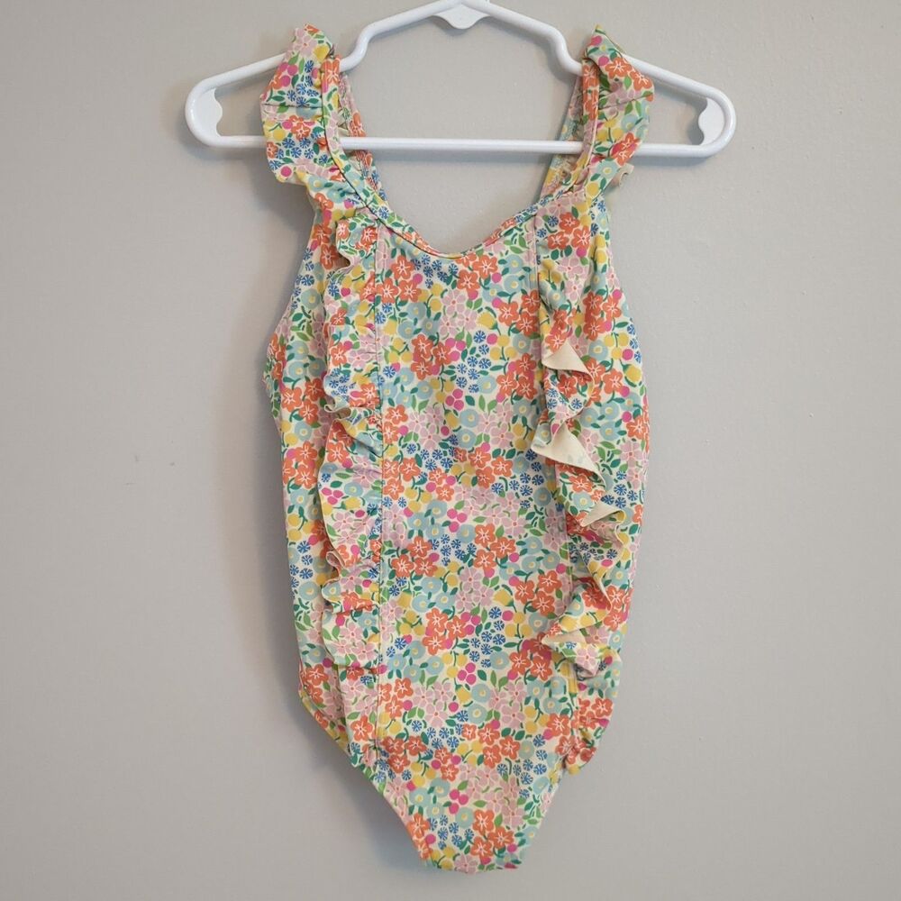 Mini Boden Petite Ditzy Floral Ruffle One Piece Bathing Swim Suit - Girls 2-3Y
